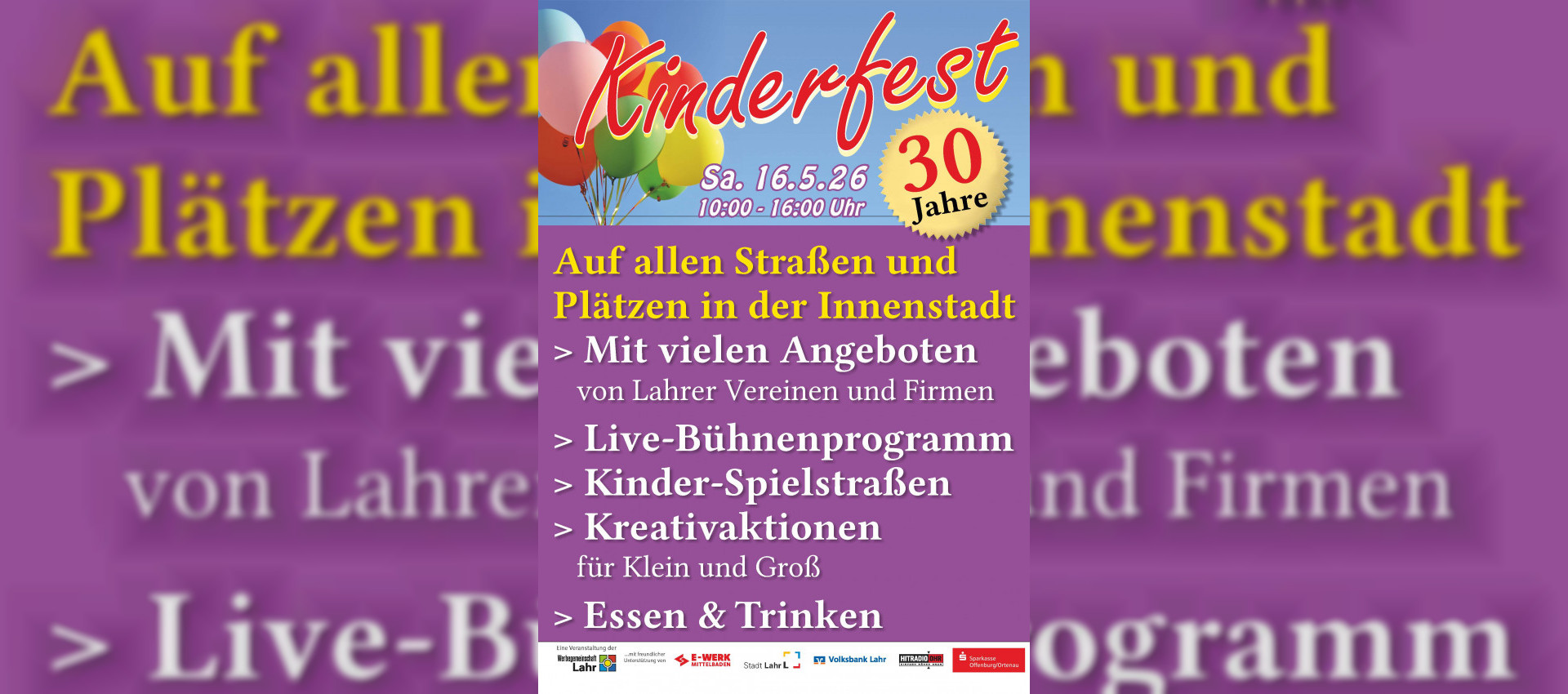 30 Jahre Kinderfest in Lahr: Die Innenstadt geh&ouml;rt am 16. Mai den Kindern